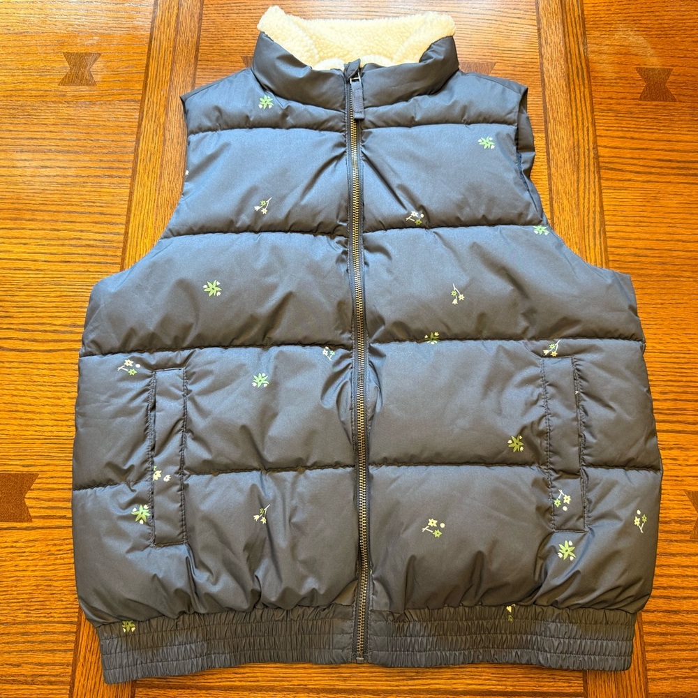 Universal Thread Kids Floral Puffer Vest - Blue